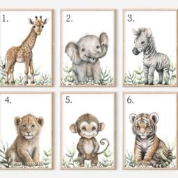 Choose Your Own Safari Jungle Animal Elephant Giraffe Zebra Lion Tiger Monkey Boys Girls A4 Or A3 Nursery Set Of Unframed Prints Zoo - thumbnail 2