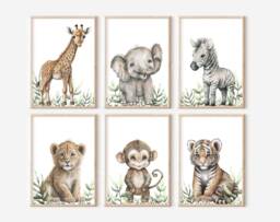 Choose Your Own Safari Jungle Animal Elephant Giraffe Zebra Lion Tiger Monkey Boys Girls A4 Or A3 Nursery Set Of Unframed Prints Zoo - thumbnail 1