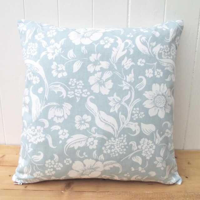 Laura Ashley Floral Cushion, Lyla Duck Egg With Zip Closure, Handmade - image 1