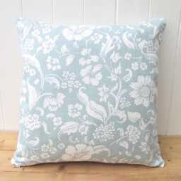 Laura Ashley Floral Cushion, Lyla Duck Egg With Zip Closure, Handmade - thumbnail 1