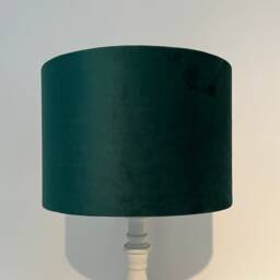 Green Velvet Drum Lampshade, Double Sided Lampshade With Palm Leaves Cotton Interior, Ceiling Light Shade - thumbnail 2