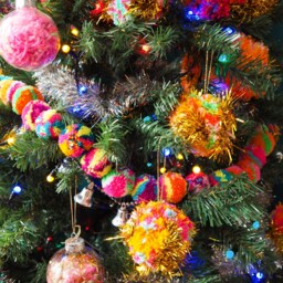 Set Of 4, 8 Or 12 Pom Bauble Ornaments - 8cm Handmade Christmas Tree Decorations - thumbnail 3