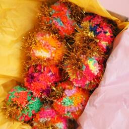 Set Of 4, 8 Or 12 Pom Bauble Ornaments - 8cm Handmade Christmas Tree Decorations - thumbnail 2