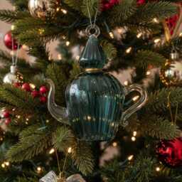 Green Genzary Emboss With 14K Gold Glass Ornament For Christmas Tree Decorations - thumbnail 1