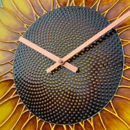 stained Glass Sunflower Clock Recycled Floral Wall Art - thumbnail 2