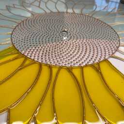 stained Glass Sunflower Clock Recycled Floral Wall Art - thumbnail 3