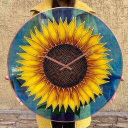 stained Glass Sunflower Clock Recycled Floral Wall Art