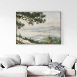 Mountain Meadow Poster, Pine Landscape Print, Nature Wall Art, Paper - thumbnail 2