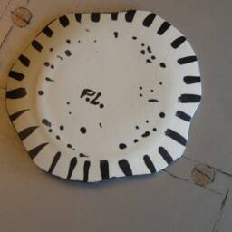 Hand-Painted Ceramic Cat Girl Hybrid Plate Black & White Dessert Dish, Wall Hanging - thumbnail 2