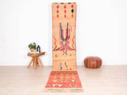 Moroccan Runner Rug 2x12 Ft, Vintage Berber Runner, Handwoven Wool Rug, Tribal Bohemian Hallway 70x355 cm