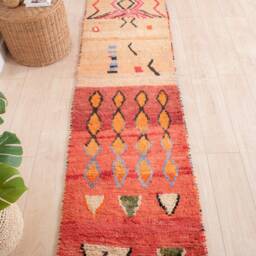 Moroccan Runner Rug 2x12 Ft, Vintage Berber Runner, Handwoven Wool Rug, Tribal Bohemian Hallway 70x355 cm - thumbnail 2