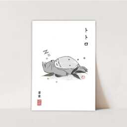 studio Ghibli Sumi-E Print Calcifer, Totoro, Catbus Anime Fanart - thumbnail 3