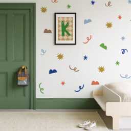 Playful Shapes Wall Decal Set - Hand-Drawn Motifs, Stars, Swirls, & Abstract Fabric Stickers - thumbnail 3