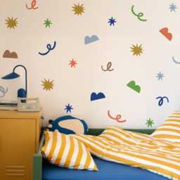 Playful Shapes Wall Decal Set - Hand-Drawn Motifs, Stars, Swirls, & Abstract Fabric Stickers - thumbnail 1
