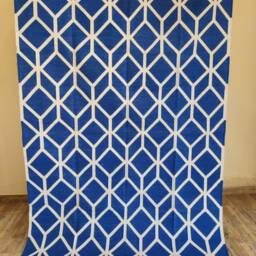 Blue Geometric Cotton Flatweave Rug - Modern Cube Pattern Area For Living Room, Bedroom & Designer Interiors in Custom Options - thumbnail 2