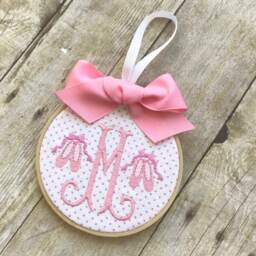 Personalized Christmas Ornament - Monogramed Pink Ballet Shoes Slippers - thumbnail 1