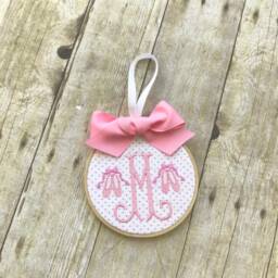 Personalized Christmas Ornament - Monogramed Pink Ballet Shoes Slippers - thumbnail 2