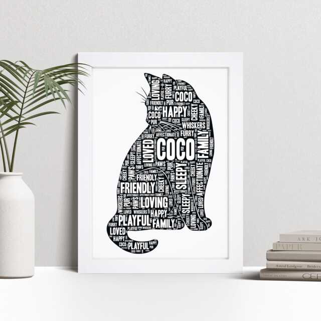 Personalised Cat Word Art Print - Pet Memorial Gift - image 1