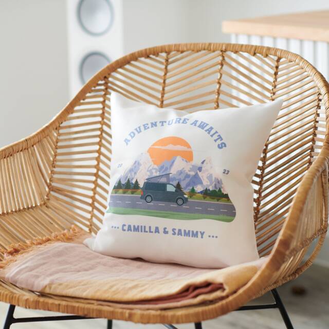 Personalised Motorhome Adventure Cushion - Custom Road Trip Lover Pillow - image 1