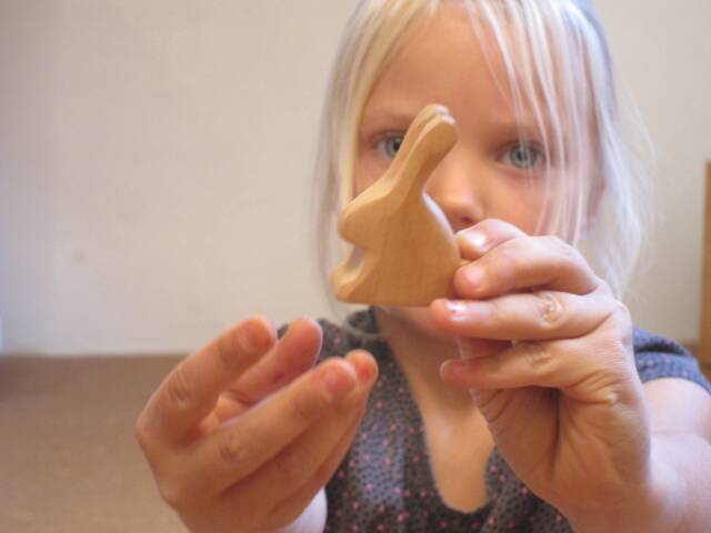 Hand Carved Wooden Bunny Waldorf Eco-Friendly Toy - image 1