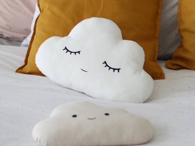 White Cloud Pillow For Nursery Decor, Baby Cushion Shower Gift Boy Girl Gender Neutral Throw Kids Room Infant Bed Baptism Christening - image 1