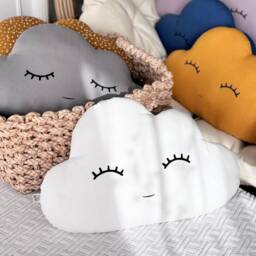 White Cloud Pillow For Nursery Decor, Baby Cushion Shower Gift Boy Girl Gender Neutral Throw Kids Room Infant Bed Baptism Christening - thumbnail 4