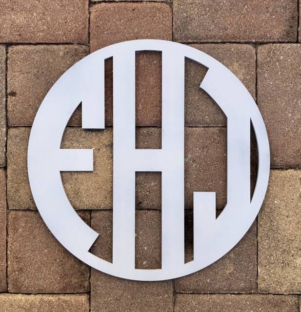"Circle Monogram, Custom 3 Initial Wood Hanging, Personalized Wall Plaque, Decor, Sizes To Choose From, 12"" 18"" Or 24" - image 1