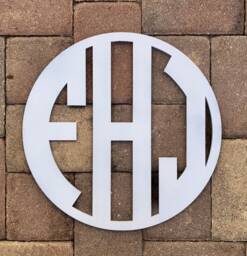 "Circle Monogram, Custom 3 Initial Wood Hanging, Personalized Wall Plaque, Decor, Sizes To Choose From, 12"" 18"" Or 24" - thumbnail 1
