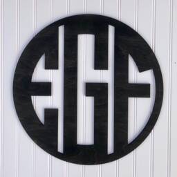 "Circle Monogram, Custom 3 Initial Wood Hanging, Personalized Wall Plaque, Decor, Sizes To Choose From, 12"" 18"" Or 24" - thumbnail 2