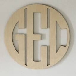 "Circle Monogram, Custom 3 Initial Wood Hanging, Personalized Wall Plaque, Decor, Sizes To Choose From, 12"" 18"" Or 24" - thumbnail 3