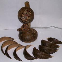 Coconut Shell Bedroom Lamp Tree Table Floor Light Wooden Palm Fruit Garden Handmade - thumbnail 3