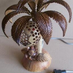 Coconut Shell Bedroom Lamp Tree Table Floor Light Wooden Palm Fruit Garden Handmade - thumbnail 2