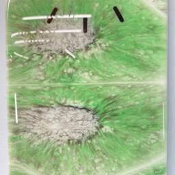 Narrow Green White & Black Abstract Resin Wall Clock, Long Modern Unusual Home Decor, Luxury Clocks - thumbnail 3