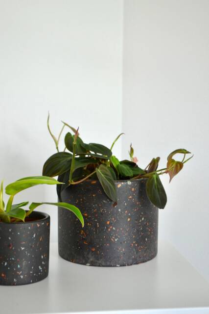 Charcoal Mixed Colorful Terrazzo Chip Planter, Small, Medium, Large Minimal & Modern - image 1
