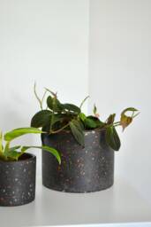 Charcoal Mixed Colorful Terrazzo Chip Planter, Small, Medium, Large Minimal & Modern - thumbnail 1