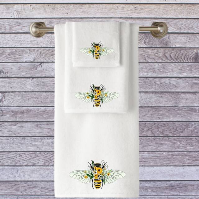 Bee Embroidered Towels, Personalised 550Gsm Cotton Luxury Towel - image 1