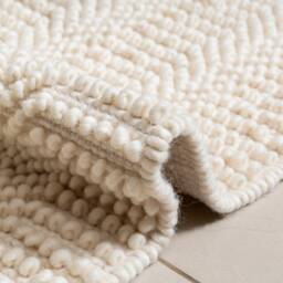 Hand Woven Chunky Braided Knitted, Modern Style New Zealand Wool Indoor Rug. Entryway Or Runner , Off White - Therugbasket - thumbnail 4
