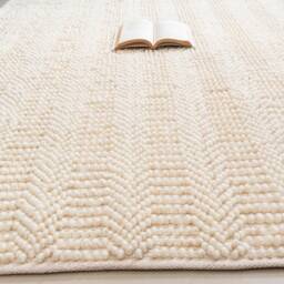 Hand Woven Chunky Braided Knitted, Modern Style New Zealand Wool Indoor Rug. Entryway Or Runner , Off White - Therugbasket - thumbnail 2