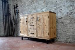 Reclaimed Wood Sideboard With Steel Base, Bespoke Handmade Furniture Made To Measure in Scotland - thumbnail 1