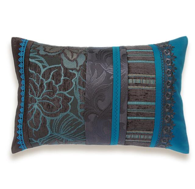 Teal Blue Dark Chocolate Brown Lumbar Pillow Case 12 X 18 in Irma Design Limited Edition - image 1