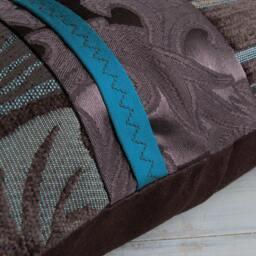 Teal Blue Dark Chocolate Brown Lumbar Pillow Case 12 X 18 in Irma Design Limited Edition - thumbnail 3