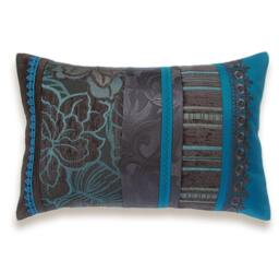 Teal Blue Dark Chocolate Brown Lumbar Pillow Case 12 X 18 in Irma Design Limited Edition - thumbnail 1