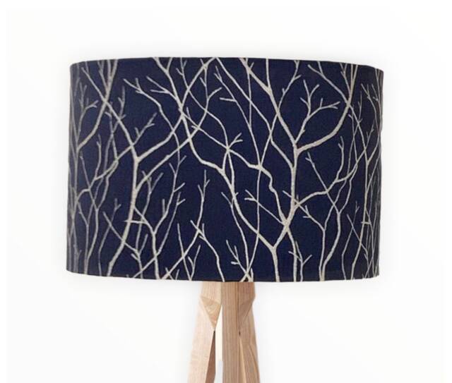 New Premium Luxury Quality Iliv Midnight Blue Silk With Embroidery Tree Branches Lamp Shade Pendant Light - image 1