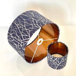 New Premium Luxury Quality Midnight Blue Silk With Embroidery Tree Branches Lamp Shade Pendant Light - thumbnail 2