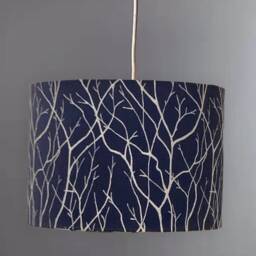 New Premium Luxury Quality Iliv Midnight Blue Silk With Embroidery Tree Branches Lamp Shade Pendant Light - thumbnail 2