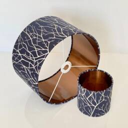 New Premium Luxury Quality Iliv Midnight Blue Silk With Embroidery Tree Branches Lamp Shade Pendant Light - thumbnail 3