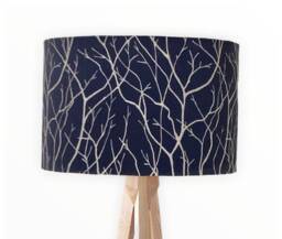 New Premium Luxury Quality Iliv Midnight Blue Silk With Embroidery Tree Branches Lamp Shade Pendant Light - thumbnail 1