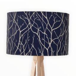 New Premium Luxury Quality Midnight Blue Silk With Embroidery Tree Branches Lamp Shade Pendant Light - thumbnail 3