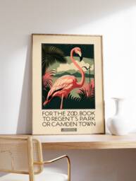 London Zoo Poster, Wall Art, Museum Print, Animal Flamingo Art Decor, Vintage Gift, A1/A2/A3/A4 - thumbnail 1