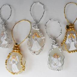 Christmas Angels - Hand Painted Sea Glass Tree Decorations Set Of 5 - thumbnail 3